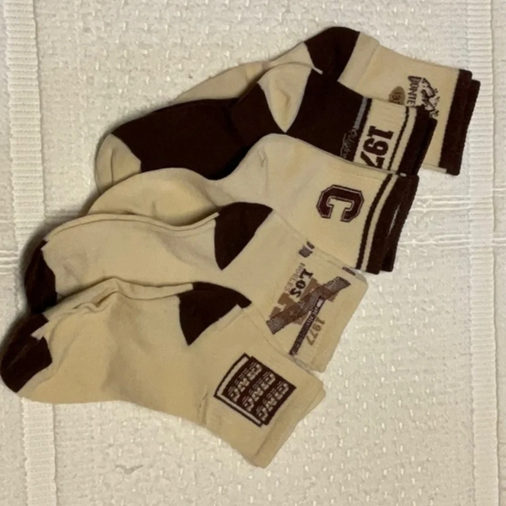 Beautiful Chocolate & Cream Ankle Socks 5 pairs